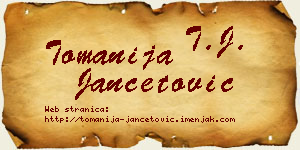 Tomanija Jančetović vizit kartica
